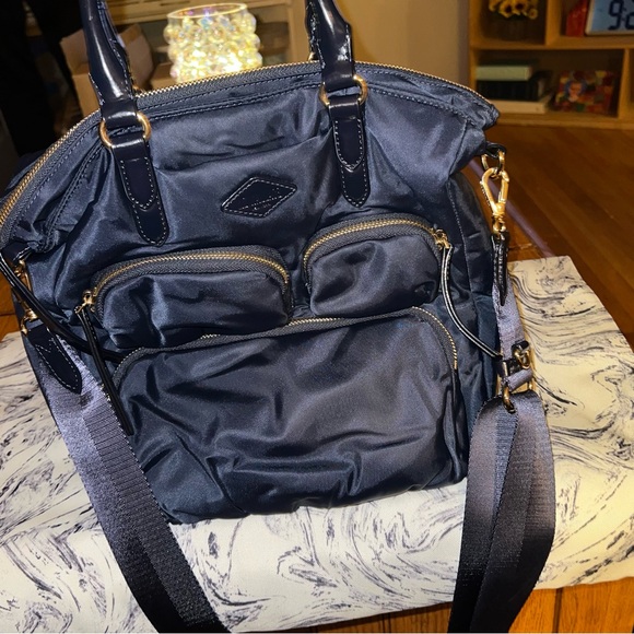 MZ Wallace Chelsea Top Handle & Crossbody Tote in Navy Blue Dawn Rec w/dustbag - Picture 6 of 11